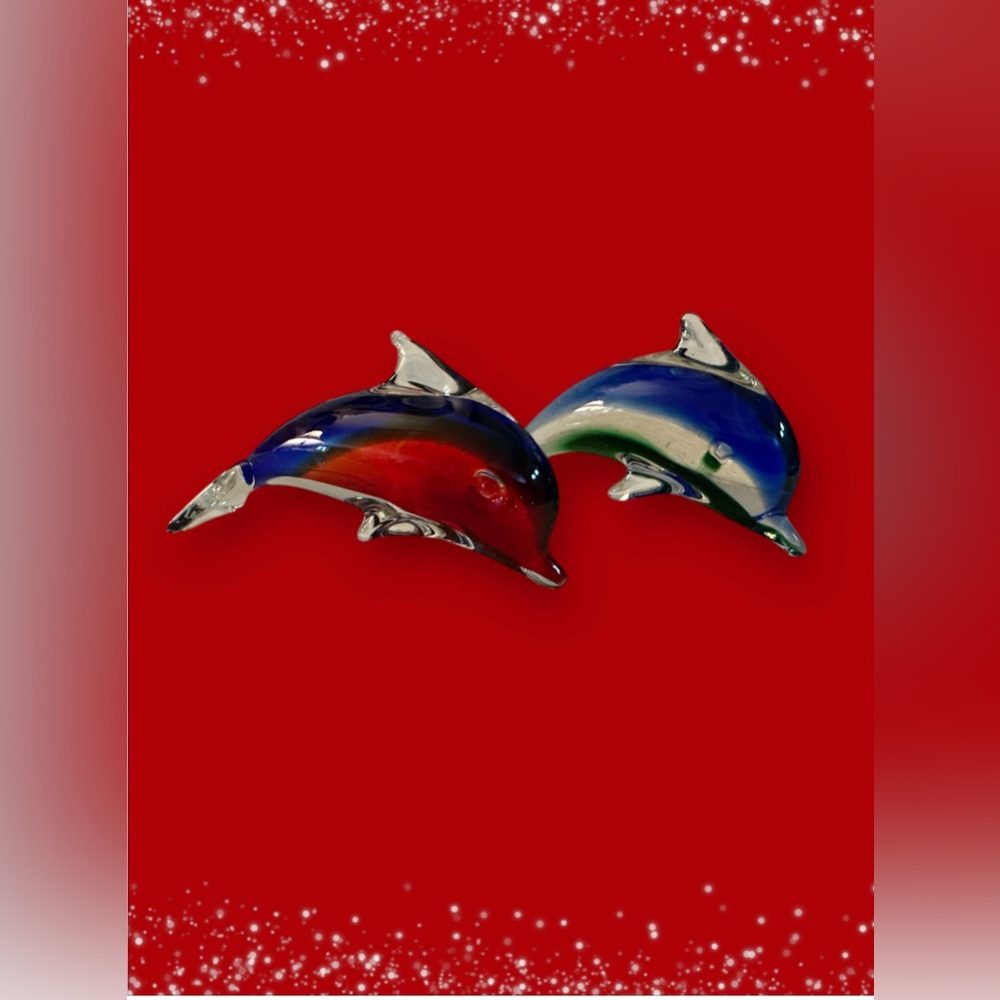 Colorful Glass Dolphin Figurines